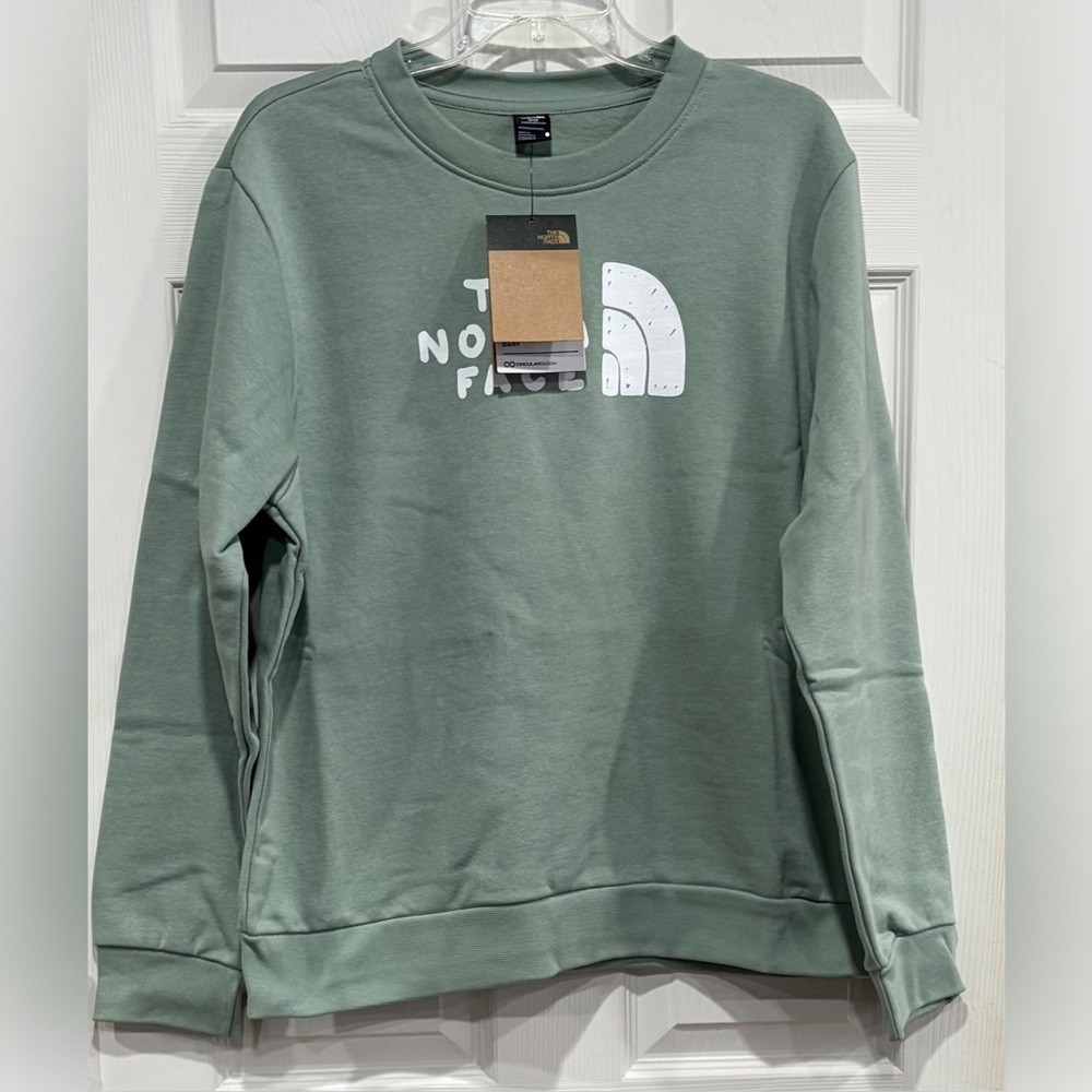 The North Face Women’s Large Evolution Sketch Logo Half Dome Crew Green NWT